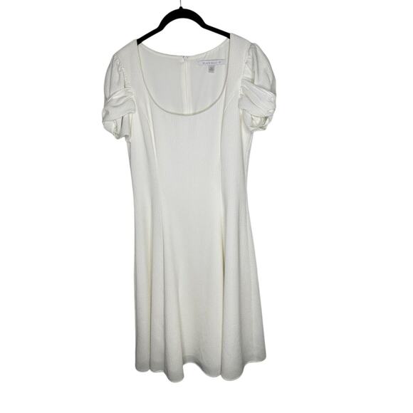 Black Halo Womens Brent Dress 10 Crepe Fit and Flare Lined‎ Bridal Shower White - Picture 1 of 11